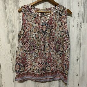 H1- multicolor tank top mandela paisley design summer flowy light petite